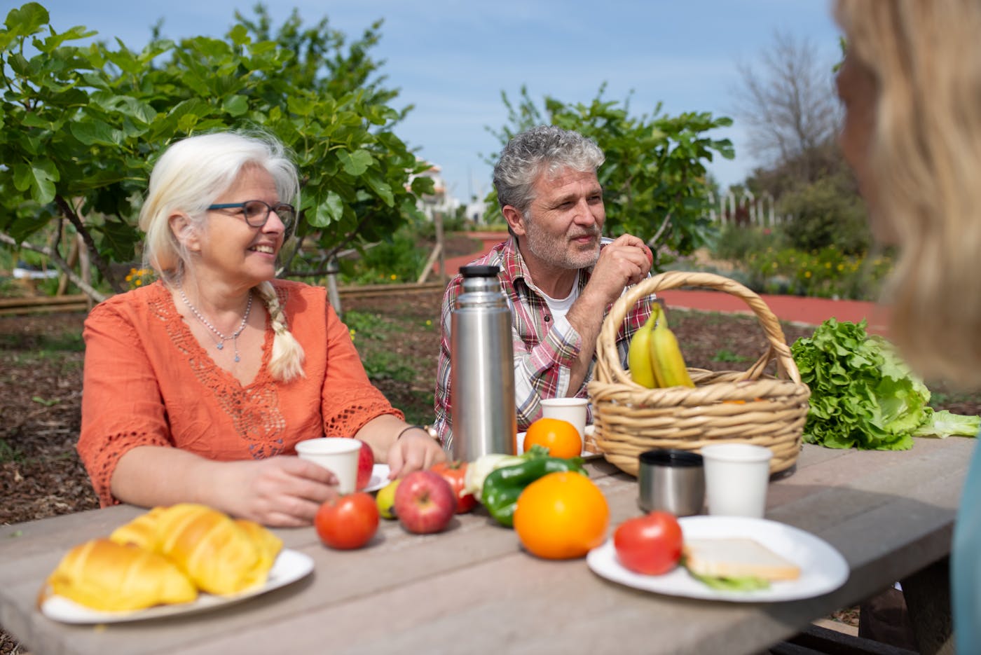 Residents sharing a meal together